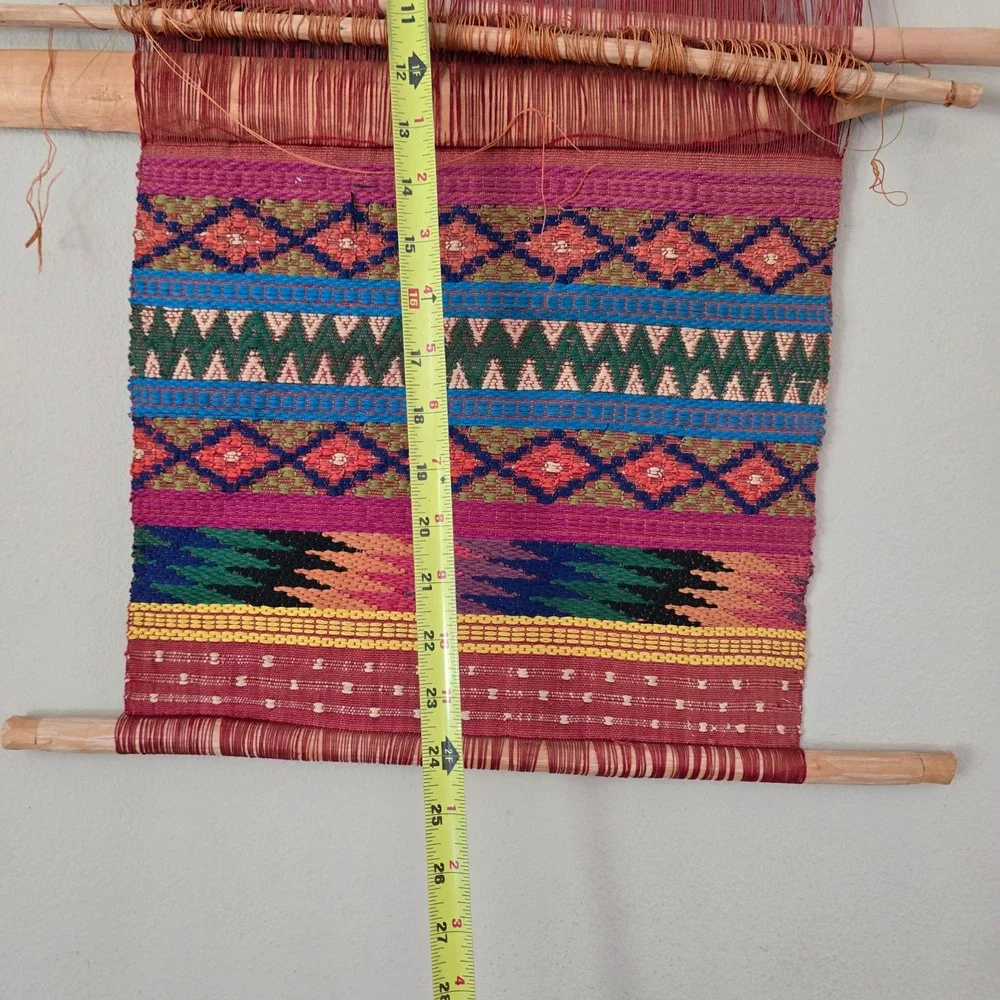 VBI Inc Guatemalan Handwoven Backstrap Loom Textile Wall Hanging Art